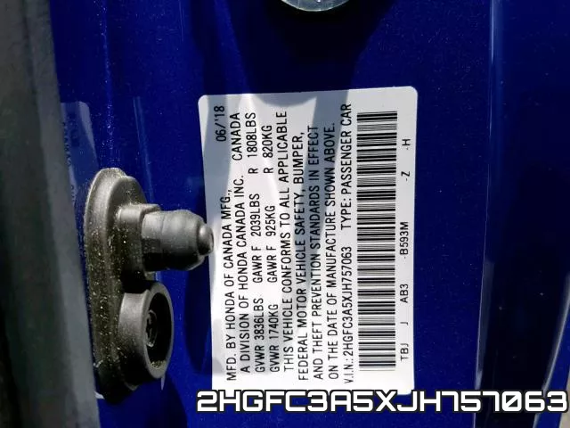 2HGFC3A5XJH757063 фото 2