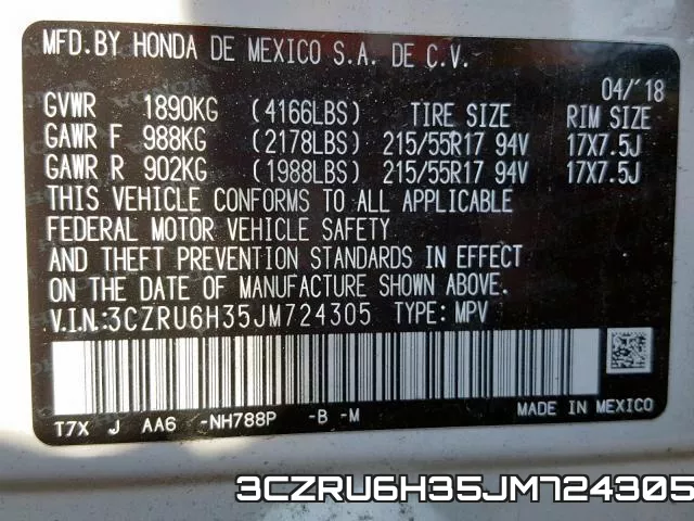 3CZRU6H35JM724305 фото 2