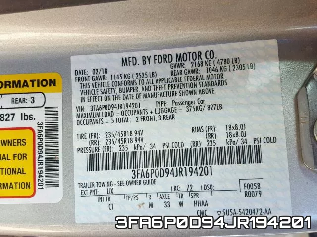 3FA6P0D94JR194201 фото 2