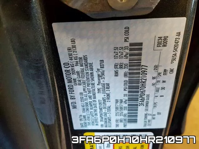 3FA6P0H70HR210977 фото 2
