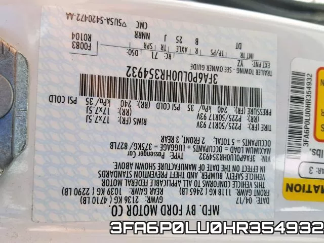 3FA6P0LU0HR354932 фото 2