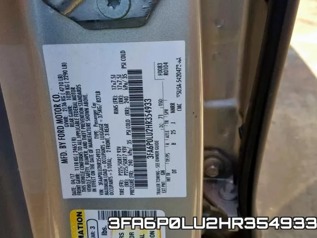 3FA6P0LU2HR354933 фото 2