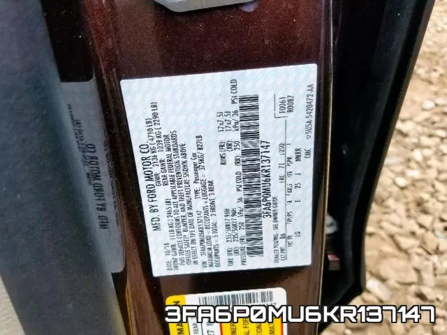 3FA6P0MU6KR137147 фото 2