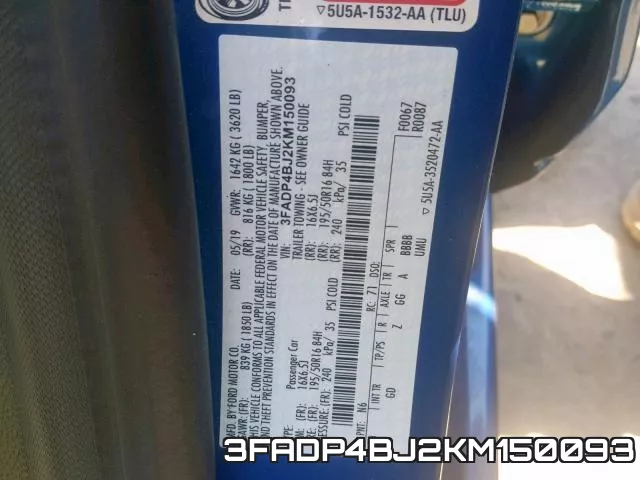 3FADP4BJ2KM150093 фото 2