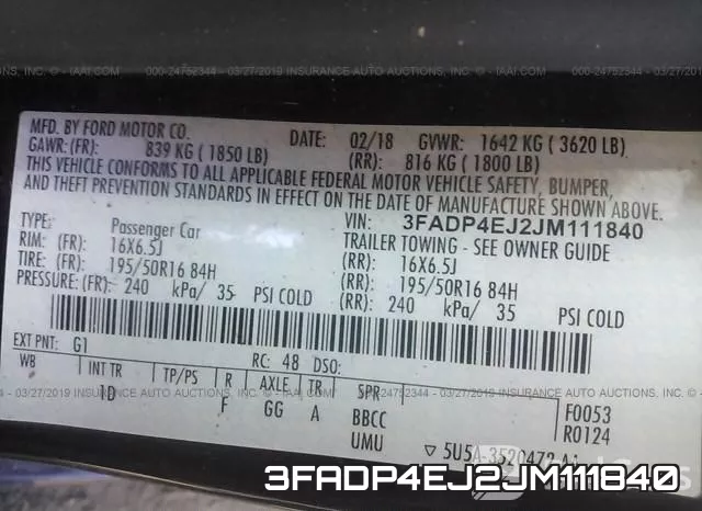 3FADP4EJ2JM111840 фото 10