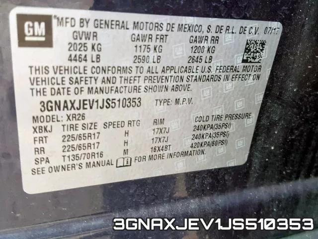 3GNAXJEV1JS510353 фото 2