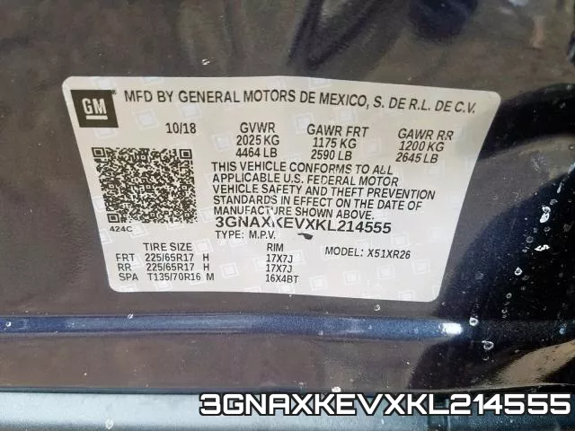 3GNAXKEVXKL214555 фото 2