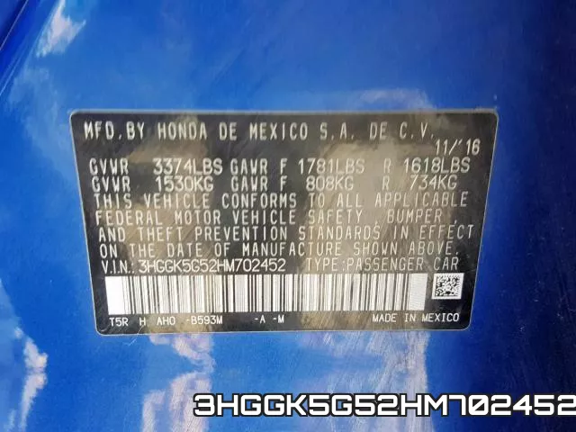 3HGGK5G52HM702452 фото 2