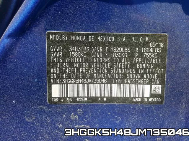 3HGGK5H48JM735046 фото 2