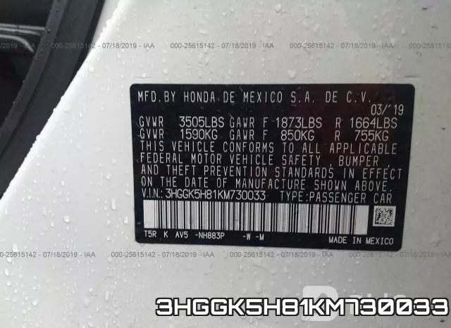 3HGGK5H81KM730033 фото 10