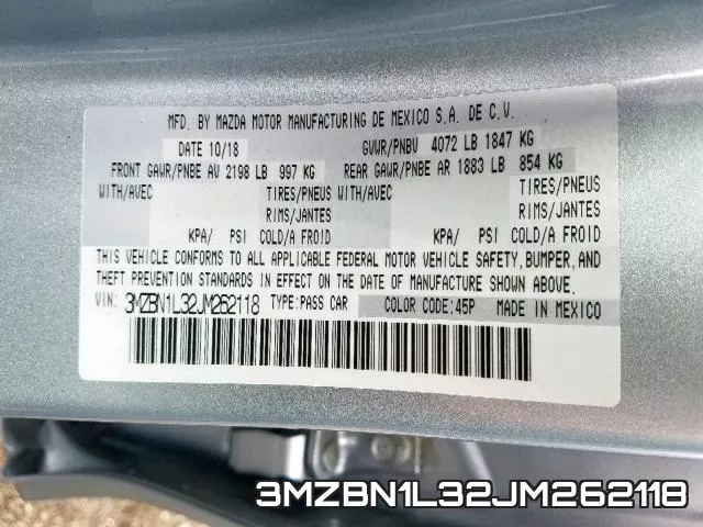 3MZBN1L32JM262118 фото 2