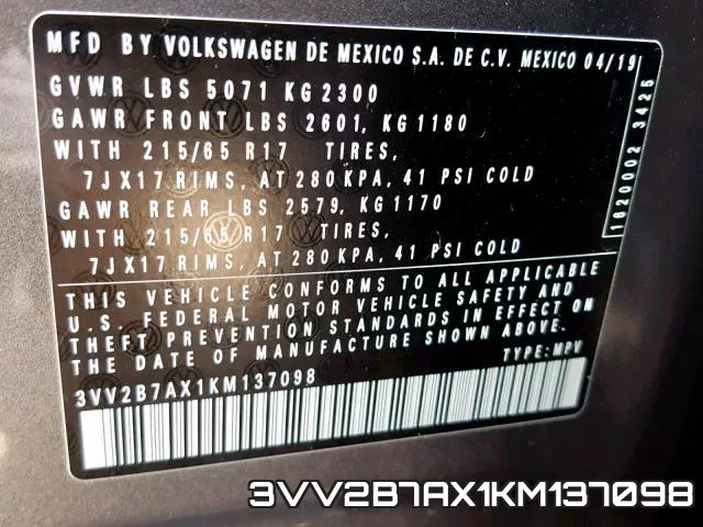 3VV2B7AX1KM137098 фото 2