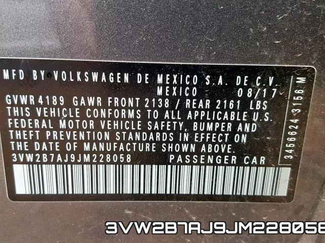 3VW2B7AJ9JM228058 фото 2