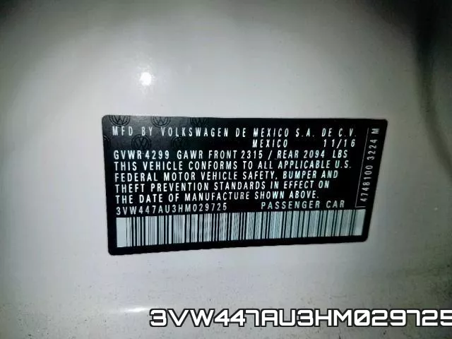 3VW447AU3HM029725 фото 2