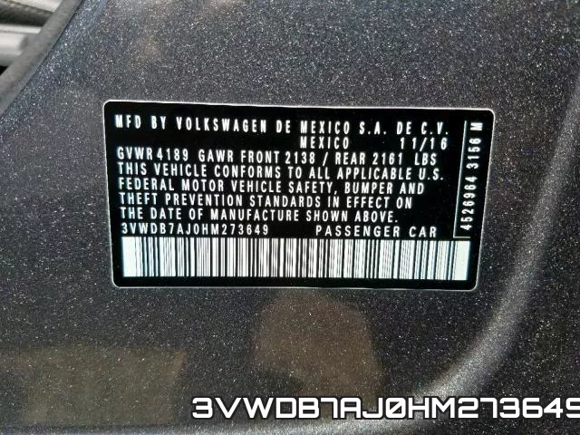3VWDB7AJ0HM273649 фото 2