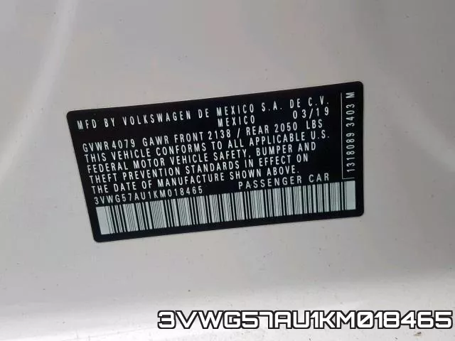 3VWG57AU1KM018465 фото 2