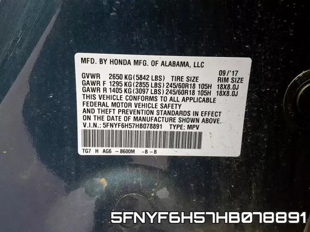5FNYF6H57HB078891 фото 2