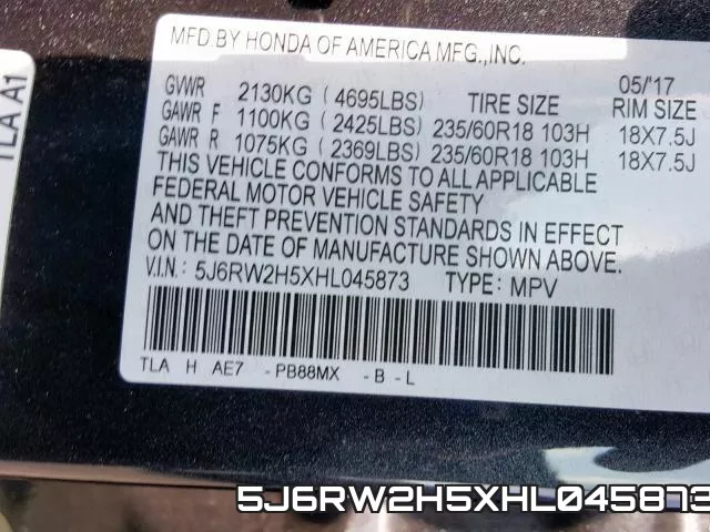 5J6RW2H5XHL045873 фото 2