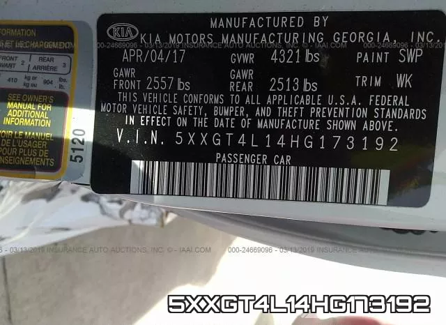 5XXGT4L14HG173192 фото 10