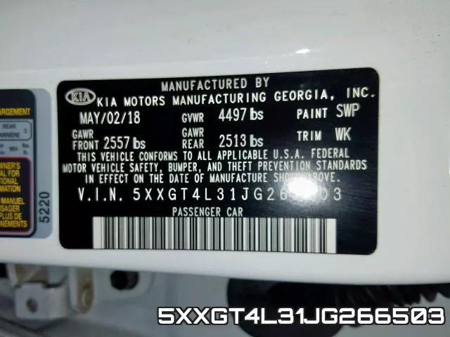 5XXGT4L31JG266503 фото 2