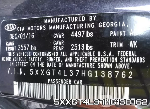 5XXGT4L37HG138762 фото 10