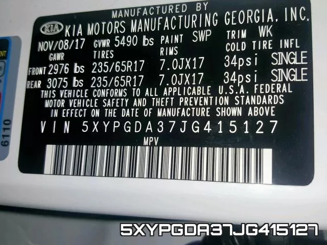 5XYPGDA37JG415127 фото 2