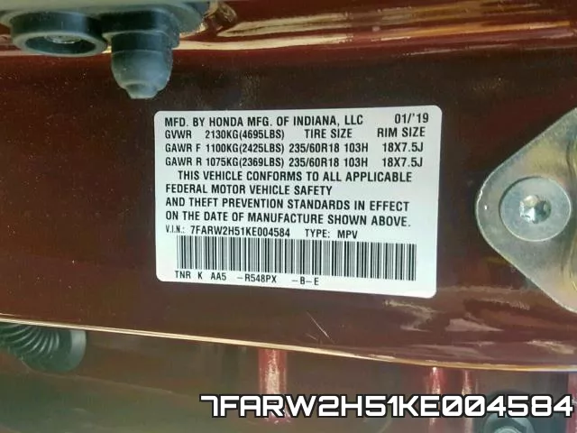 7FARW2H51KE004584 фото 2