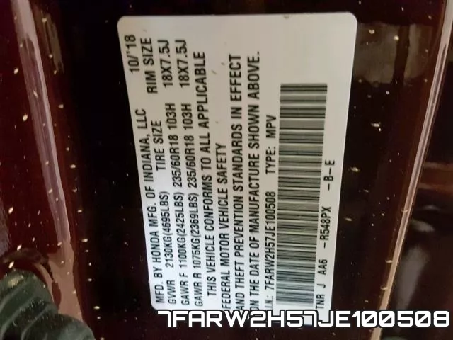 7FARW2H57JE100508 фото 2