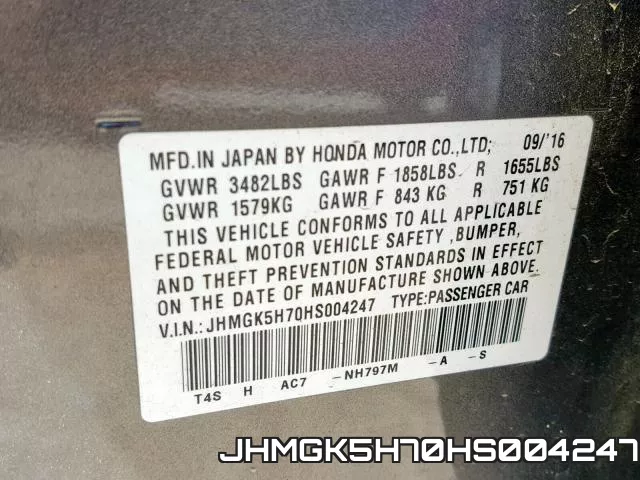 JHMGK5H70HS004247 фото 2