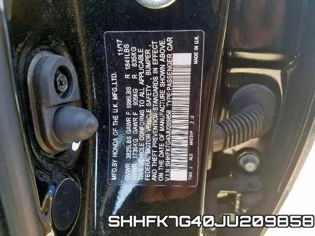 SHHFK7G40JU209858 фото 2