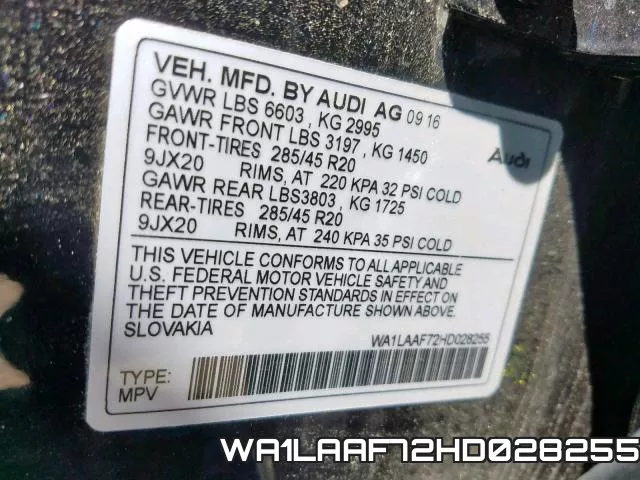 WA1LAAF72HD028255 фото 2