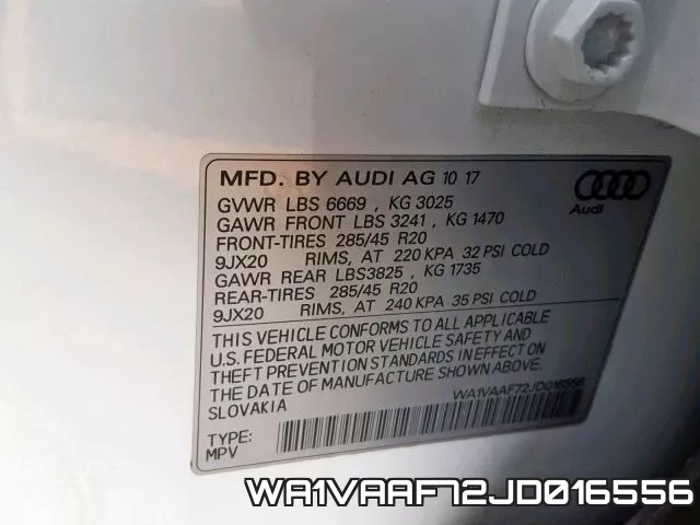 WA1VAAF72JD016556 фото 2