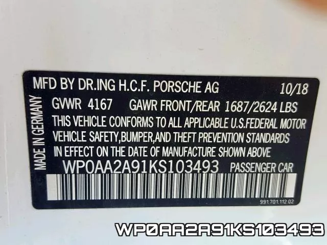 WP0AA2A91KS103493 фото 2