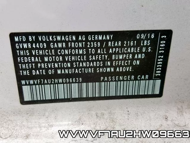 WVWVF7AU2HW096639 фото 2