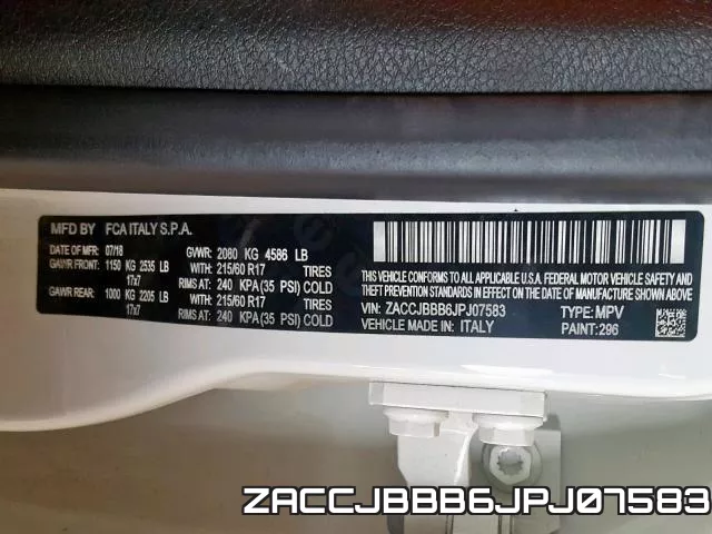 ZACCJBBB6JPJ07583 фото 2