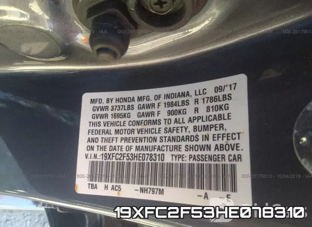 19XFC2F53HE078310 фото 10