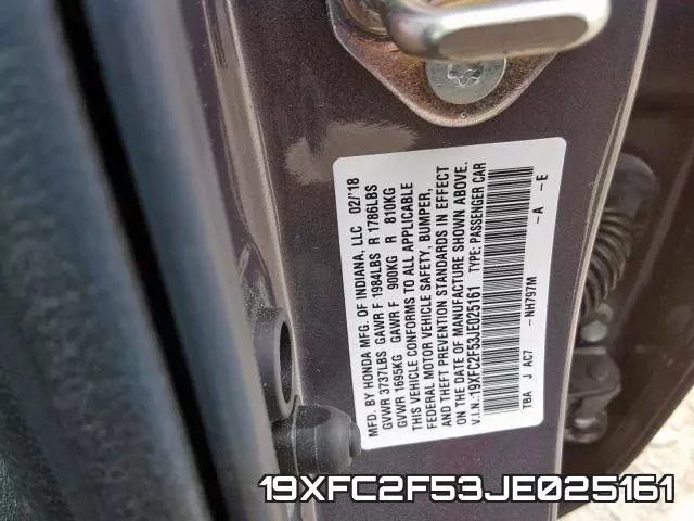 19XFC2F53JE025161 фото 2