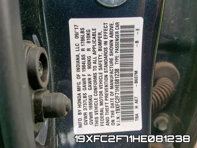 19XFC2F71HE081238 фото 2
