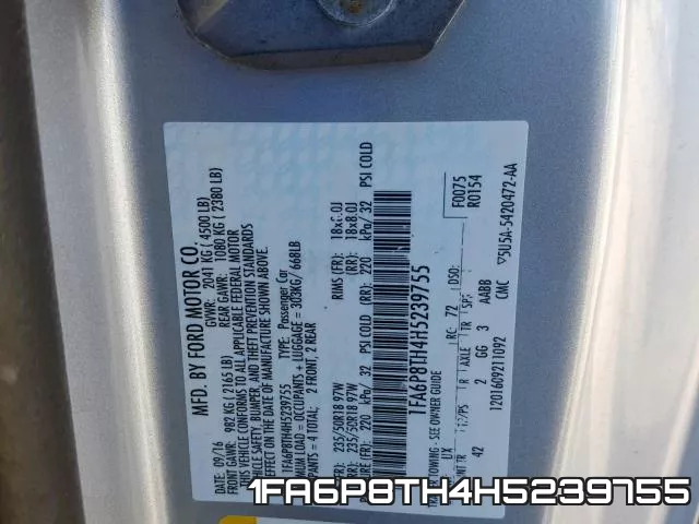 1FA6P8TH4H5239755 фото 2