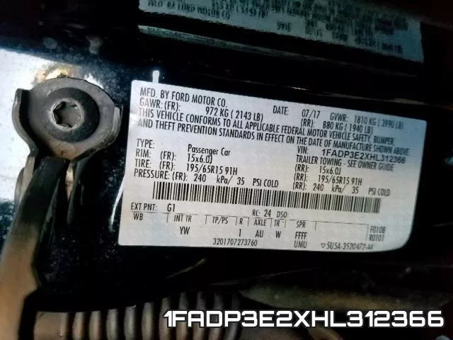 1FADP3E2XHL312366 фото 2