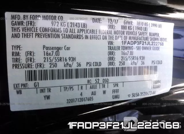 1FADP3F21JL222768 фото 10