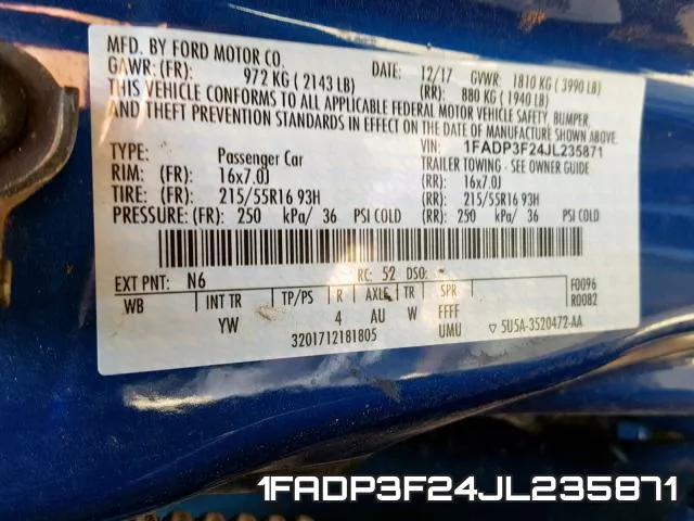 1FADP3F24JL235871 фото 2
