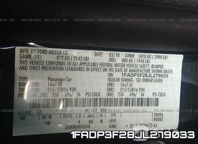 1FADP3F28JL279033 фото 10
