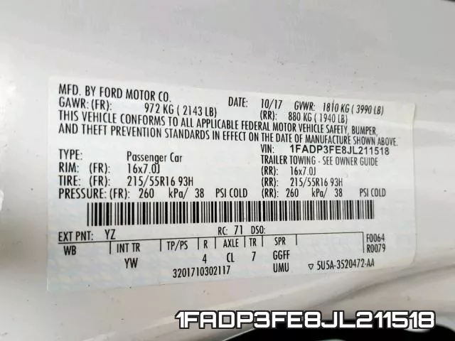 1FADP3FE8JL211518 фото 2