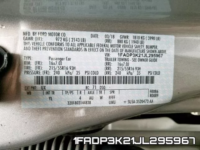 1FADP3K21JL295967 фото 2