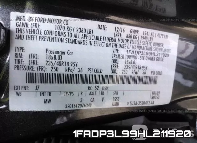 1FADP3L99HL211920 фото 10