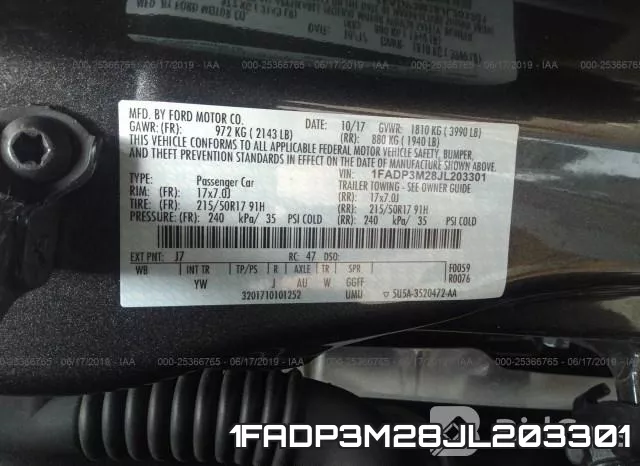 1FADP3M28JL203301 фото 10