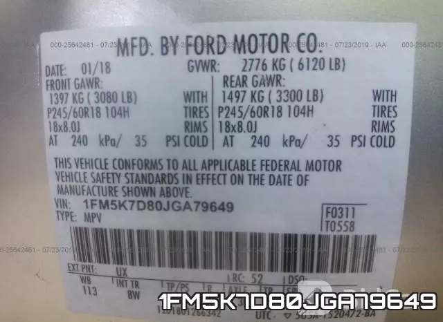 1FM5K7D80JGA79649 фото 9