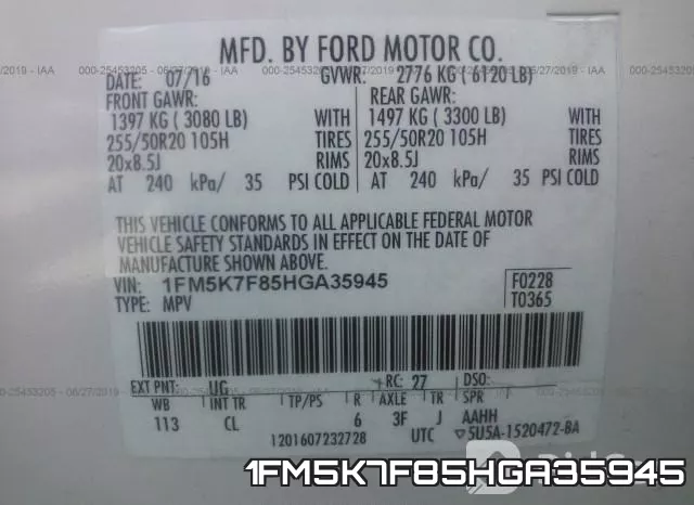 1FM5K7F85HGA35945 фото 10