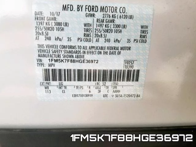 1FM5K7F88HGE36972 фото 2